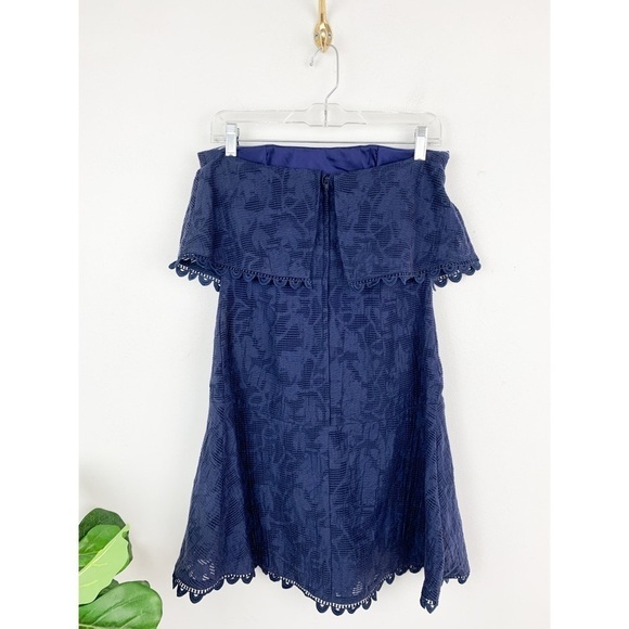 NWT PS The Label Navy Blue Scallop Hem Lace Strapless Dress Sz S - Picture 2 of 11